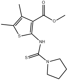 methyl 4,5-dimethyl-2-(pyrrolidine-1-carbothioamido)thiophene-3-carboxylate Struktur