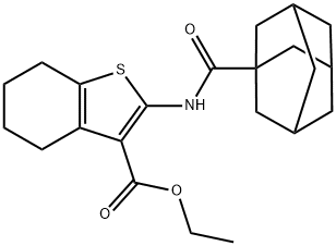 ethyl 2-[(tricyclo[3.3.1.1~3,7~]dec-1-ylcarbonyl)amino]-4,5,6,7-tetrahydro-1-benzothiophene-3-carboxylate 化学構造式