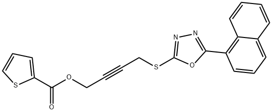 4-{[5-(1-naphthyl)-1,3,4-oxadiazol-2-yl]sulfanyl}-2-butynyl 2-thiophenecarboxylate 化学構造式