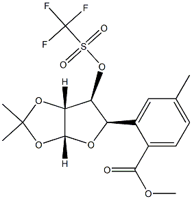 ((3AR,5R,6S,6AR)-2,2-二甲基-6-(((三氟甲基)磺酰)氧代)四氢呋喃并[2,3-D][1,3]二噁戊环-5-基)甲基 4-甲基苯酸盐 结构式