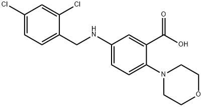 5-[(2,4-dichlorobenzyl)amino]-2-(morpholin-4-yl)benzoic acid 结构式