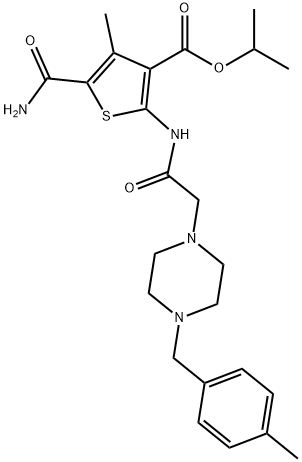 isopropyl 5-carbamoyl-4-methyl-2-(2-(4-(4-methylbenzyl)piperazin-1-yl)acetamido)thiophene-3-carboxylate Structure