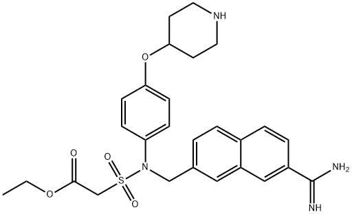 乙基 2-(N-((7-甲脒基萘-2-基)甲基)-N-(4-(哌啶-4-氧基)苯基)氨磺酰)醋酸盐,785027-07-8,结构式