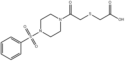 2-((2-oxo-2-(4-(phenylsulfonyl)piperazin-1-yl)ethyl)thio)acetic acid Structure