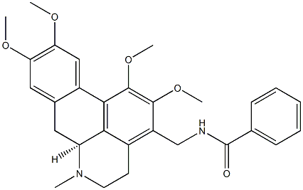 (S)-N-[(5,6,6a,7-Tetrahydro-1,2,9,10-tetramethoxy-6-methyl-4H-dibenzo[de,g]quinolin-3-yl)methyl]benzamide 化学構造式