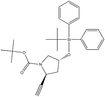 (2S,4R)-4-((叔丁基二苯基甲硅烷基)氧基)-2-乙炔基吡咯烷-1-甲酸叔丁酯,833473-56-6,结构式