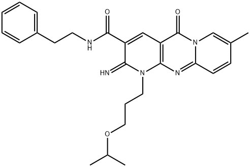 2-imino-1-(3-isopropoxypropyl)-8-methyl-5-oxo-N-(2-phenylethyl)-1,5-dihydro-2H-dipyrido[1,2-a:2,3-d]pyrimidine-3-carboxamide Struktur