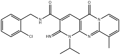 N-(2-chlorobenzyl)-2-imino-1-isopropyl-10-methyl-5-oxo-1,5-dihydro-2H-dipyrido[1,2-a:2,3-d]pyrimidine-3-carboxamide Struktur