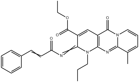 ethyl 2-(cinnamoylimino)-10-methyl-5-oxo-1-propyl-1,5-dihydro-2H-dipyrido[1,2-a:2,3-d]pyrimidine-3-carboxylate Struktur