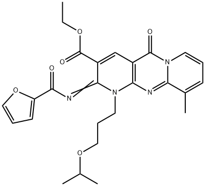 ethyl 2-(2-furoylimino)-1-(3-isopropoxypropyl)-10-methyl-5-oxo-1,5-dihydro-2H-dipyrido[1,2-a:2,3-d]pyrimidine-3-carboxylate,847035-96-5,结构式