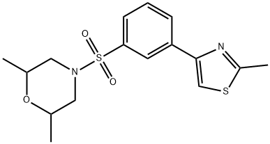 2,6-dimethyl-4-{[3-(2-methyl-1,3-thiazol-4-yl)phenyl]sulfonyl}morpholine 化学構造式