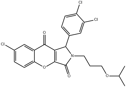 7-chloro-1-(3,4-dichlorophenyl)-2-[3-(propan-2-yloxy)propyl]-1,2-dihydrochromeno[2,3-c]pyrrole-3,9-dione 化学構造式