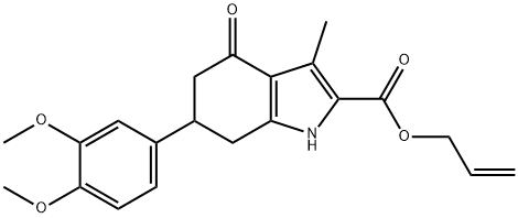 allyl 6-(3,4-dimethoxyphenyl)-3-methyl-4-oxo-4,5,6,7-tetrahydro-1H-indole-2-carboxylate Struktur