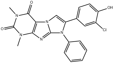 2-chloro-4-(1,3-dimethyl-2,4-dioxo-8-phenyl-2,3,4,8-tetrahydro-1H-imidazo[2,1-f]purin-9-ium-7-yl)phenolate,848208-53-7,结构式