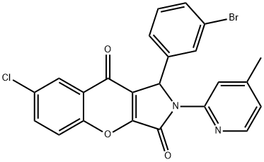 1-(3-bromophenyl)-7-chloro-2-(4-methylpyridin-2-yl)-1,2-dihydrochromeno[2,3-c]pyrrole-3,9-dione 结构式