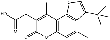 (3-tert-Butyl-4,9-dimethyl-7-oxo-7H-furo[2,3-f]chromen-8-yl)-acetic acid Struktur