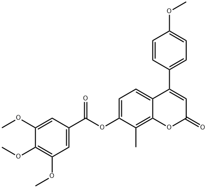 4-(4-methoxyphenyl)-8-methyl-2-oxo-2H-chromen-7-yl 3,4,5-trimethoxybenzoate Struktur