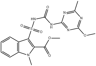 methyl 3-(N-((6-methoxy-4-methyl-1,3,5-triazin-2(1H)-ylidene)carbamoyl)sulfamoyl)-1-methyl-1H-indole-2-carboxylate,85963-88-8,结构式