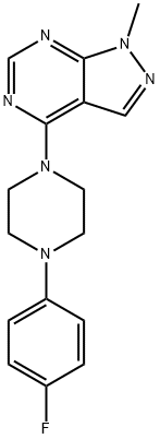 4-[4-(4-fluorophenyl)piperazin-1-yl]-1-methyl-1H-pyrazolo[3,4-d]pyrimidine,869072-41-3,结构式
