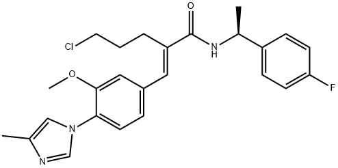 (E)-5-chloro-2-[3-methoxy-4-(4-methyl-1H-imidazol-1-yl)benzylidene]valeric acid ((1S)-1-(4-fluoropheny1)ethyl)amide Struktur