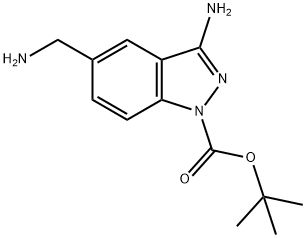 tert-butyl 3-amino-5-(aminomethyl)-1H-indazole-1-carboxylate,871709-88-5,结构式