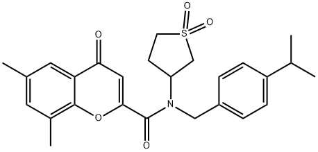 N-(1,1-dioxidotetrahydro-3-thienyl)-N-(4-isopropylbenzyl)-6,8-dimethyl-4-oxo-4H-chromene-2-carboxamide Structure