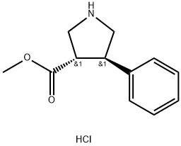 反式-4-苯基吡咯烷-3-羧酸甲酯盐酸盐, 874367-19-8, 结构式