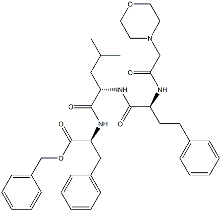 (S)-benzyl 2-((S)-4-methyl-2-((S)-2-(2-morpho lino acetamido)-4-phenylbutanamido)pentanamido)-3-phenylpropanoate Struktur