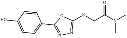 2-{[5-(4-hydroxyphenyl)-1,3,4-oxadiazol-2-yl]sulfanyl}-N,N-dimethylacetamide Struktur