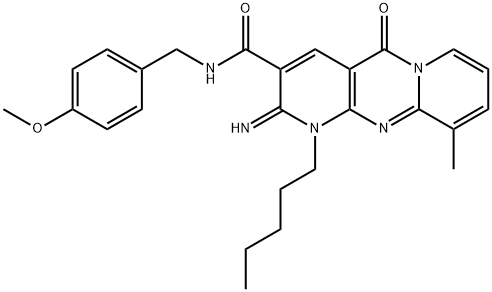 2-imino-N-(4-methoxybenzyl)-10-methyl-5-oxo-1-pentyl-1,5-dihydro-2H-dipyrido[1,2-a:2,3-d]pyrimidine-3-carboxamide Struktur