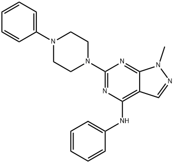 1-methyl-N-phenyl-6-(4-phenylpiperazin-1-yl)-1H-pyrazolo[3,4-d]pyrimidin-4-amine Structure