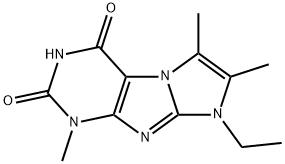1-Ethyl-2,3,7-trimethyl-1H,7H-1,3a,5,7,8-pentaaza-cyclopenta[a]indene-4,6-dione Struktur