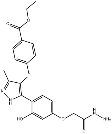 ethyl 4-({3-[4-(2-hydrazinyl-2-oxoethoxy)-2-hydroxyphenyl]-5-methyl-1H-pyrazol-4-yl}oxy)benzoate,879451-18-0,结构式