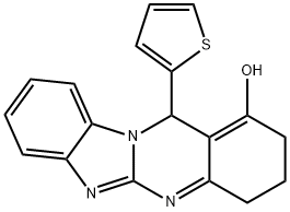 12-(thiophen-2-yl)-2,3,4,12-tetrahydrobenzo[4,5]imidazo[2,1-b]quinazolin-1-ol Structure