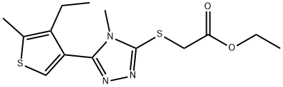 ethyl 2-((5-(4-ethyl-5-methylthiophen-3-yl)-4-methyl-4H-1,2,4-triazol-3-yl)thio)acetate,879969-41-2,结构式