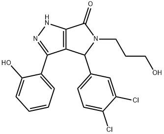 4-(3,4-dichlorophenyl)-3-(2-hydroxyphenyl)-5-(3-hydroxypropyl)-4,5-dihydropyrrolo[3,4-c]pyrazol-6(2H)-one,880396-24-7,结构式