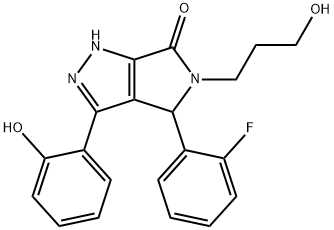 4-(2-fluorophenyl)-3-(2-hydroxyphenyl)-5-(3-hydroxypropyl)-4,5-dihydropyrrolo[3,4-c]pyrazol-6(2H)-one Struktur