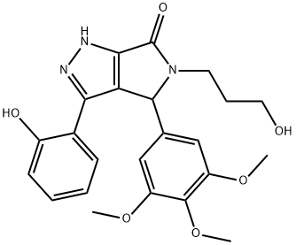3-(2-hydroxyphenyl)-5-(3-hydroxypropyl)-4-(3,4,5-trimethoxyphenyl)-4,5-dihydropyrrolo[3,4-c]pyrazol-6(1H)-one,880398-84-5,结构式