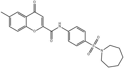 N-[4-(1-azepanylsulfonyl)phenyl]-6-methyl-4-oxo-4H-chromene-2-carboxamide Struktur