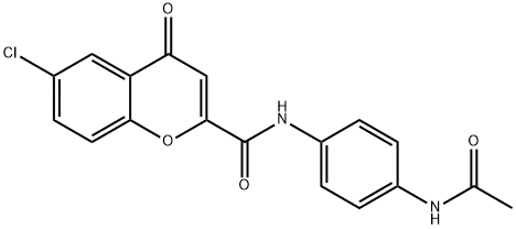 N-[4-(acetylamino)phenyl]-6-chloro-4-oxo-4H-chromene-2-carboxamide Struktur
