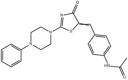 N-(4-{(E)-[4-oxo-2-(4-phenylpiperazin-1-yl)-1,3-thiazol-5(4H)-ylidene]methyl}phenyl)acetamide 化学構造式