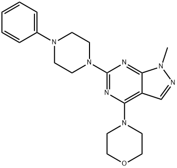 1-methyl-4-(morpholin-4-yl)-6-(4-phenylpiperazin-1-yl)-1H-pyrazolo[3,4-d]pyrimidine 结构式