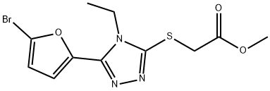 methyl 2-((5-(5-bromofuran-2-yl)-4-ethyl-4H-1,2,4-triazol-3-yl)thio)acetate Structure