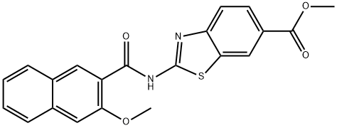 methyl 2-{[(3-methoxynaphthalen-2-yl)carbonyl]amino}-1,3-benzothiazole-6-carboxylate 化学構造式