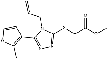 methyl 2-((4-allyl-5-(2-methylfuran-3-yl)-4H-1,2,4-triazol-3-yl)thio)acetate,888662-48-4,结构式