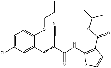 (E)-isopropyl 2-(3-(5-chloro-2-propoxyphenyl)-2-cyanoacrylamido)thiophene-3-carboxylate Struktur