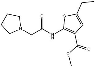 methyl 5-ethyl-2-(2-(pyrrolidin-1-yl)acetamido)thiophene-3-carboxylate Struktur