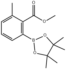 2-(4,4,5,5-テトラメチル-1,3,2-ジオキサボロラン-2-イル)-6-メチル安息香酸メチル 化学構造式