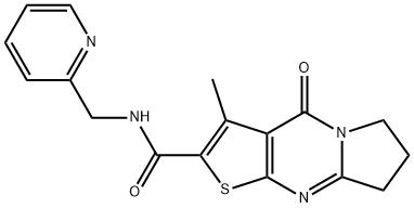 3-methyl-4-oxo-N-(pyridin-2-ylmethyl)-4,6,7,8-tetrahydropyrrolo[1,2-a]thieno[2,3-d]pyrimidine-2-carboxamide 化学構造式