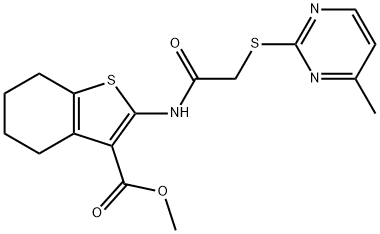 methyl 2-(2-((4-methylpyrimidin-2-yl)thio)acetamido)-4,5,6,7-tetrahydrobenzo[b]thiophene-3-carboxylate Structure